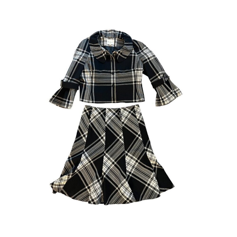 Biacci Blazer Jacket Plaid Plus Top 14 skirt 10 Career Office Preppy Academia
